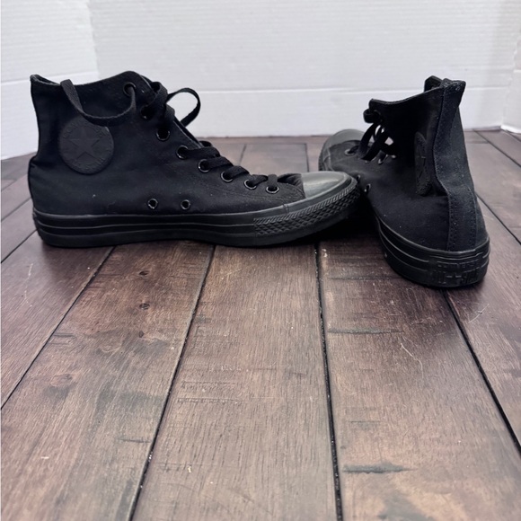Converse Chuck Taylor All Star Monochrome All Black High Top Sneakers Mens 8.5 - Picture 3 of 9